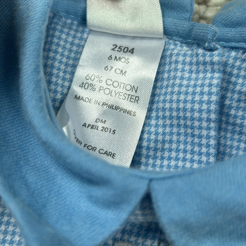 ZU romper longall blue checkered collared outfit Noah’s Arc 6 months - Picture 4 of 6